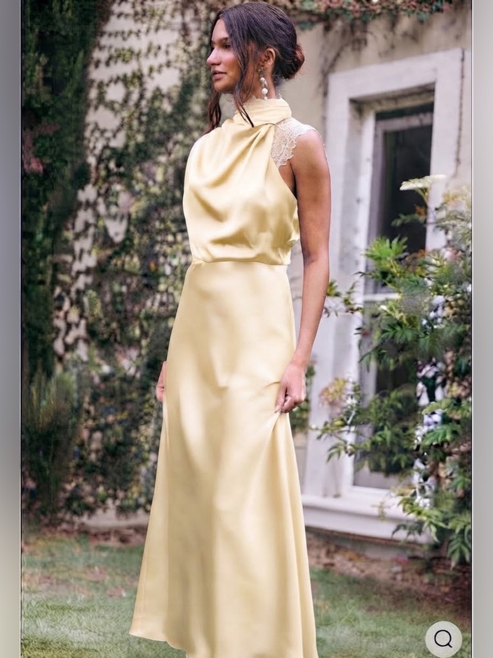 Petal & Pup Cream High-Neck Satin Maxi Dress